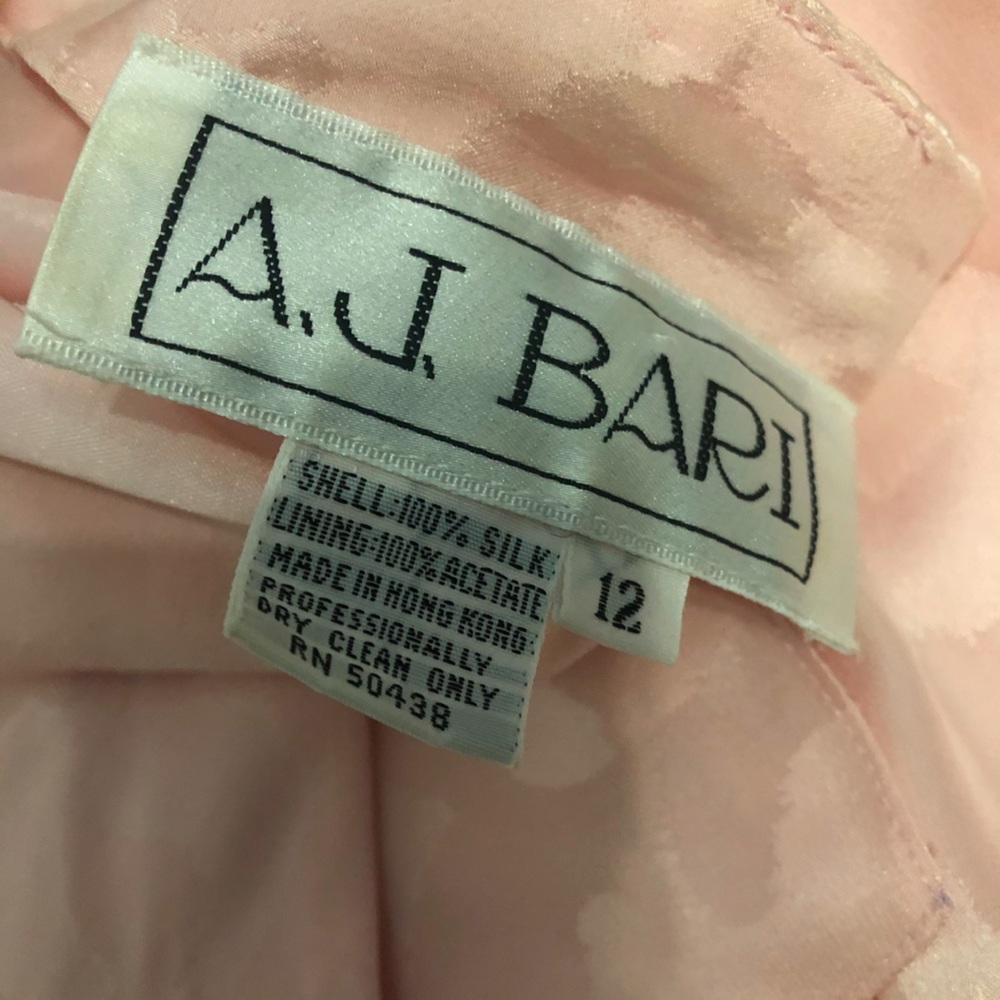 Vintage A.J. Bari Pink Midi dress Scoop neck Sequins trim long sleeves Size 12 - Picture 6 of 10